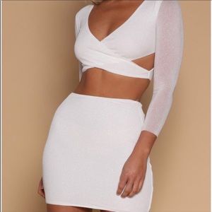White meshki crop and skirt